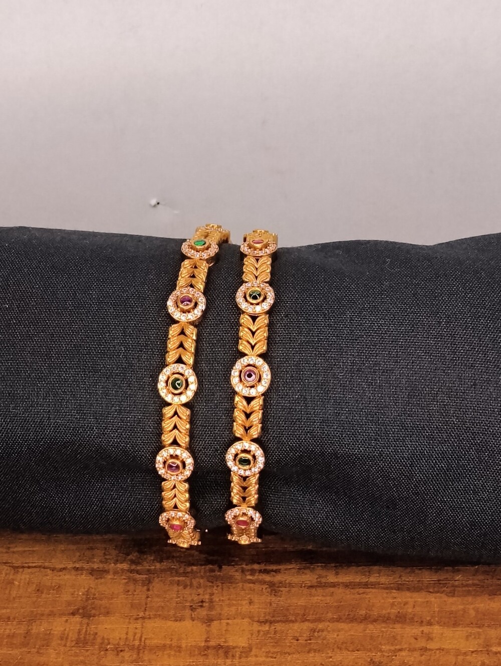 Gold-Tone Multicolor Stone Women’s Bracelet Set 8 Inch
